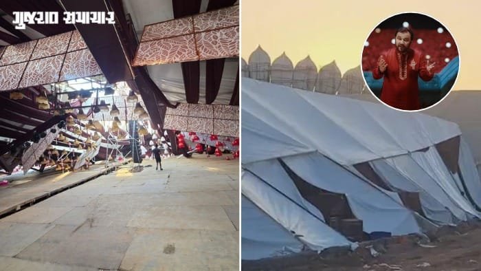 અમદાવાદ: નવરાત્રિ પહેલાં કિર્તીદાન ગઢવીના ગરબા ડોમનો ભાગ તૂટ્યો, જાનહાનિ નહીં