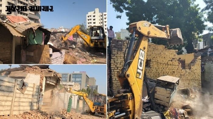 અમદાવાદમાં ચાર વોર્ડમાં દબાણ હટાવ ઝુંબેશ: દુકાનો, મકાનો અને શેડ દૂર કરાયા