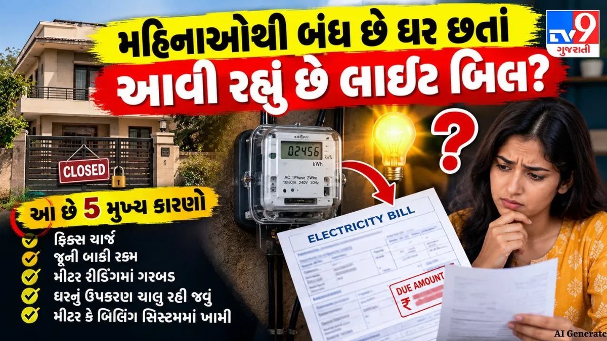 ઘર બંધ હોવા છતાં લાઈટ બિલ કેમ આવે છે? જાણો 5 મુખ્ય કારણો