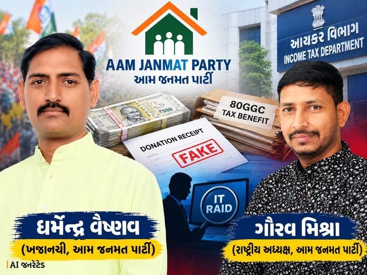 આમ જનમત પાર્ટીનું ₹843 કરોડનું બોગસ ડોનેશન કૌભાંડ: અમદાવાદમાં ₹250 કરોડથી વધુની ટેક્સ ચોરી, 8 સામે ફરિયાદ