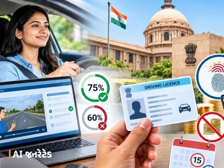 ડ્રાઇવિંગ લાઇસન્સ ટેસ્ટમાં હવે 75% ગુણ જરૂરી, નામ-સરનામું બદલવું થશે મફત