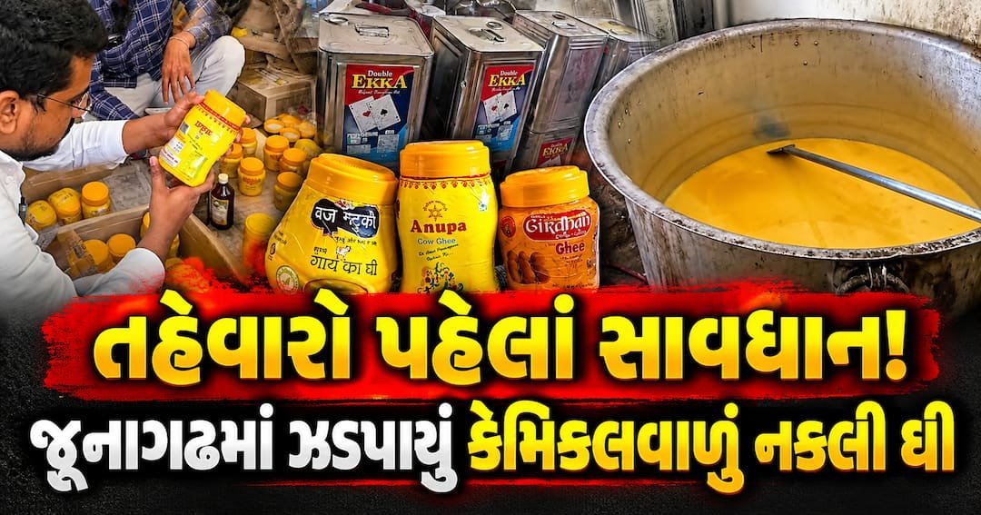 જૂનાગઢમાં નકલી ઘીની ફેક્ટરી પર SOGનો દરોડો, લાખોનો મુદ્દામાલ જપ્ત
