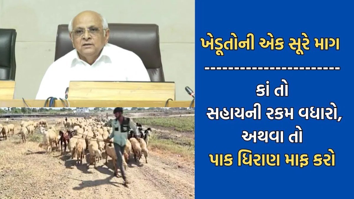 દુષ્કાળ સહાય પ્રતિ હેક્ટર ₹8,500 ખેડૂતોને અપૂરતી, પાક ધિરાણ માફી કે વિઘે ₹20,000 સહાયની માંગ