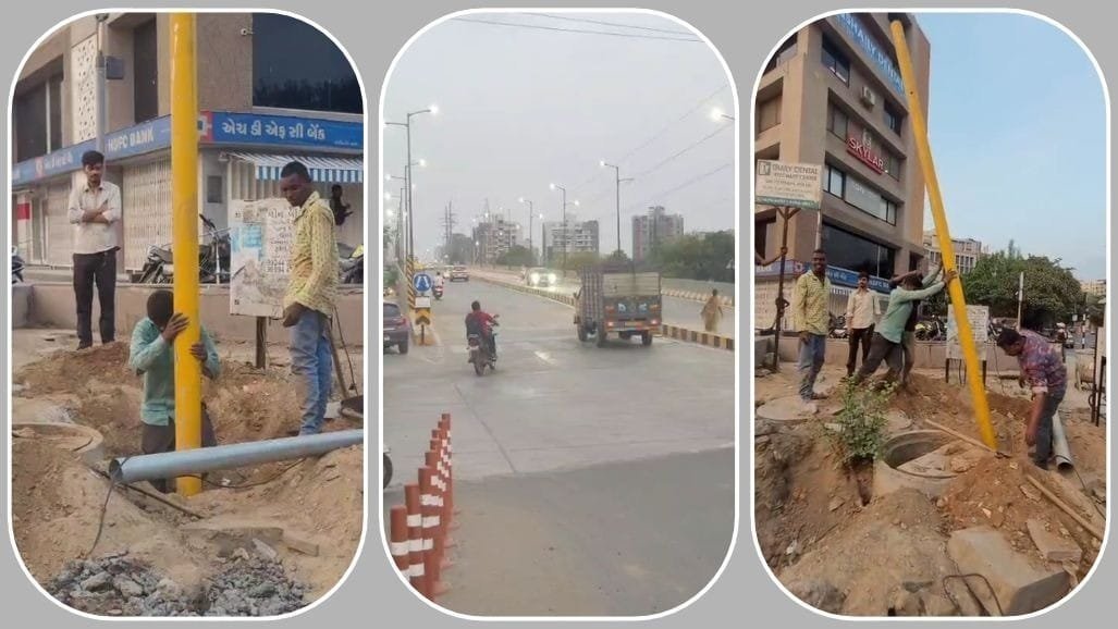 અમદાવાદ: મકરબા-કોર્પોરેટ રોડ બ્રિજ પર સિગ્નલ લગાવવાનું કામ શરૂ, 200 મીટરના ફેરા અને ટ્રાફિક જામમાંથી રાહત