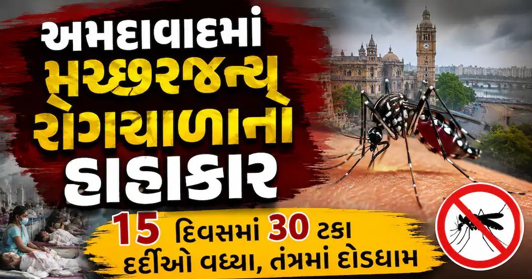 અમદાવાદમાં મચ્છરજન્ય રોગોના કેસ વધ્યા: ૧૫ દિવસમાં ૩૦ ટકાનો વધારો, તંત્ર સતર્ક