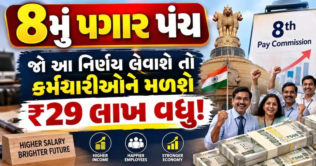 8મું પગાર પંચ: 7% વધારો લાગુ પડે તો 10 વર્ષમાં ₹29 લાખનો લાભ