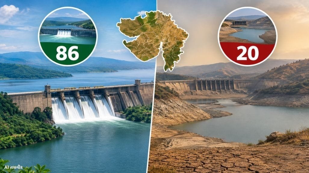 ગુજરાતમાં જળ સંકટ: 207 જળાશયોમાં સરેરાશ 74.89% જળસ્તર, સરદાર સરોવર 90.31% ભરાયો