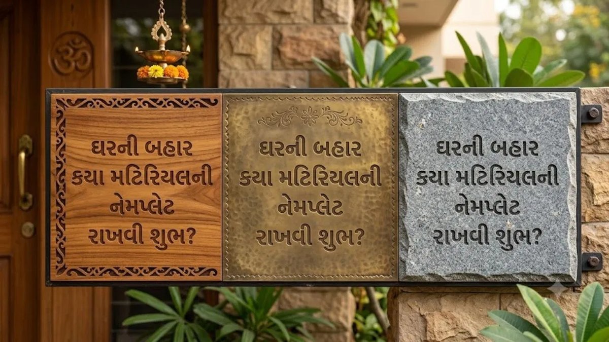 ઘરની બહાર નેમપ્લેટ કઈ ધાતુ કે લાકડાની લગાવવી શુભ? જાણો મટિરિયલ અને દિશાના નિયમો