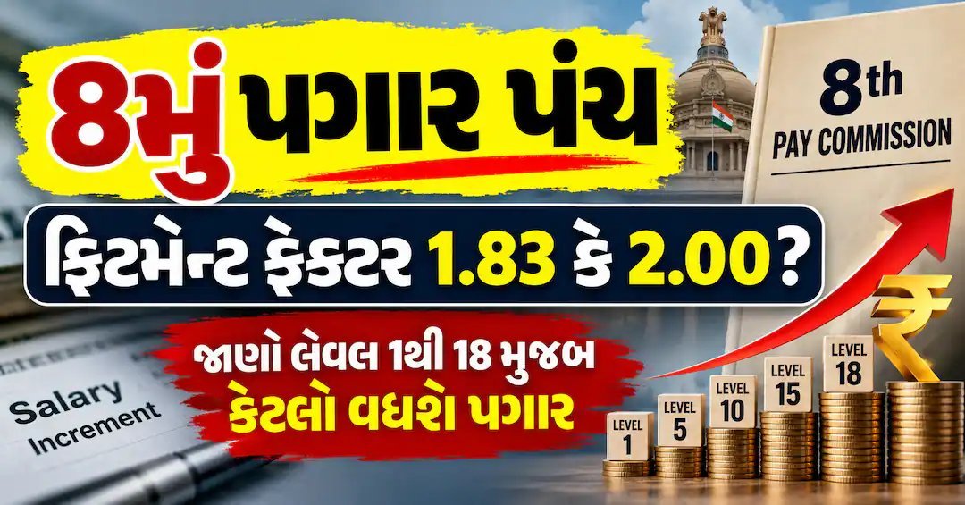 8મું પગાર પંચ: ફિટમેન્ટ ફેક્ટર 1.83 કે 2.00? જાણો પગાર કેટલો વધશે