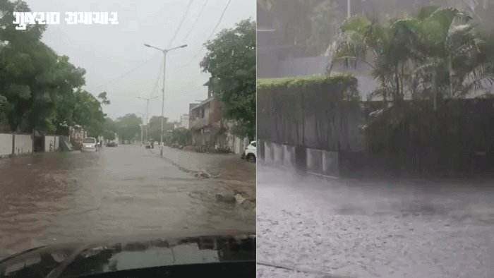 અમદાવાદમાં દોઢ ઈંચ વરસાદ: મીઠાખળી અંડરપાસ 3 કલાક બંધ, વંદે માતરમ રોડ પર ટ્રાફિક જામ