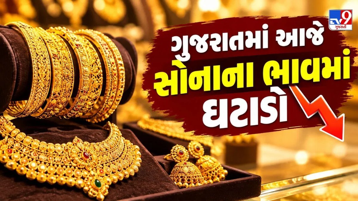 ગુજરાતમાં સોનાનો ભાવ ₹10 ઘટ્યો: જાણો આજે 24K, 22K અને 18K ના દર