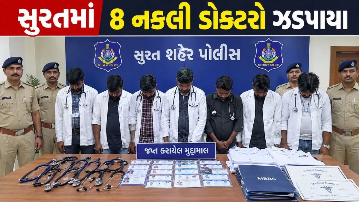 સુરતના પાંડેસરામાં 8 નકલી ડોક્ટરો ઝડપાયા, સગીરના મોત બાદ કૌભાંડ ઉજાગર