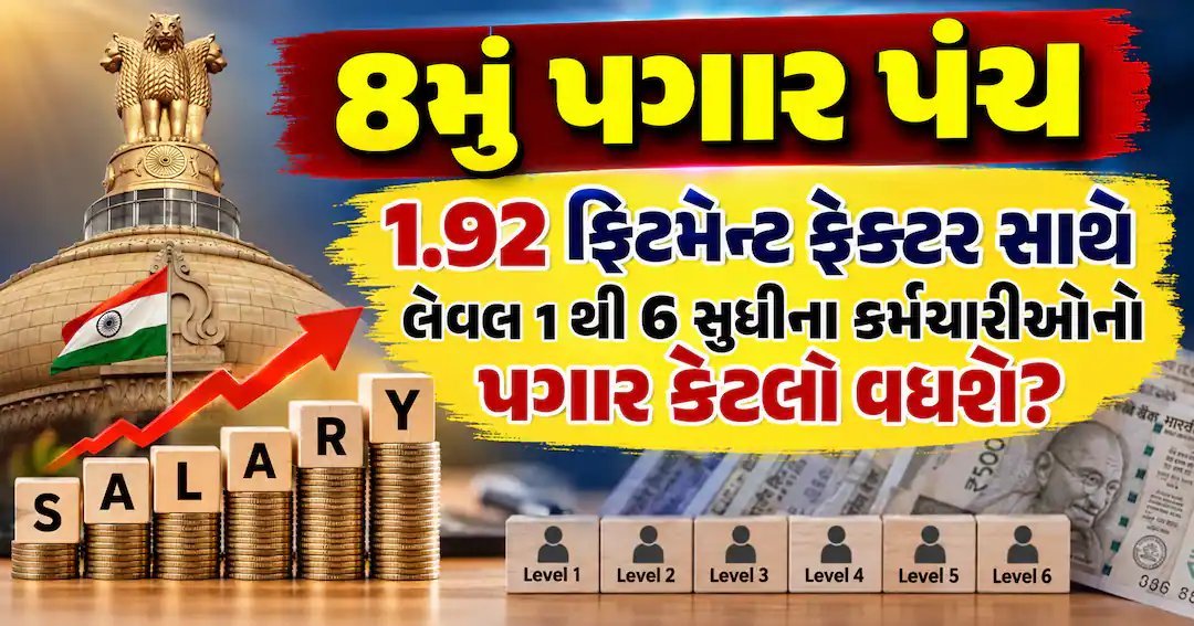 8મું પગાર પંચ: લેવલ 1થી 6 સુધીના કર્મચારીઓના પગારમાં કેટલો વધારો થશે? જુઓ ગણતરી