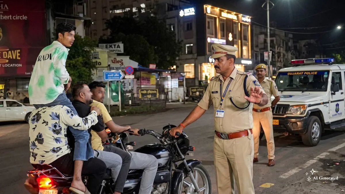 અમદાવાદમાં એક બાઈક પર ચાર યુવકોનો ખતરનાક સ્ટંટ, વીડિયો વાયરલ થતાં પોલીસે ધરપકડ કરી