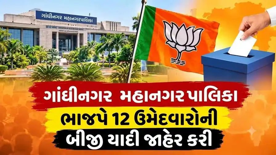 ગાંધીનગર મનપા ચૂંટણી: ભાજપે બીજી યાદીમાં 12 ઉમેદવારો જાહેર કર્યા, કુલ 44 નામ થયા