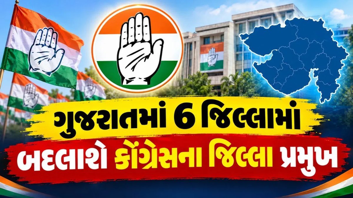 ગુજરાત કોંગ્રેસમાં સંગઠન ફેરફાર: છ જિલ્લામાં નવા પ્રમુખોની પસંદગીની પ્રક્રિયા શરૂ