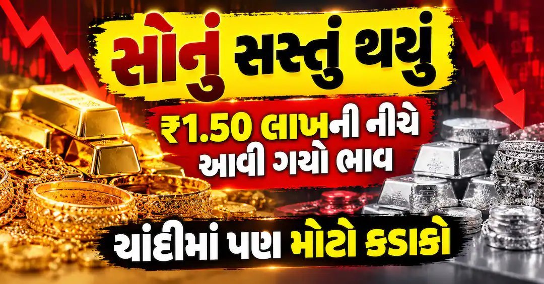 સોનાનો ભાવ ₹1.50 લાખની નીચે, ચાંદીમાં પણ 6.7%નો ઘટાડો